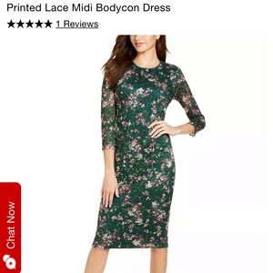 Green floral midi dress